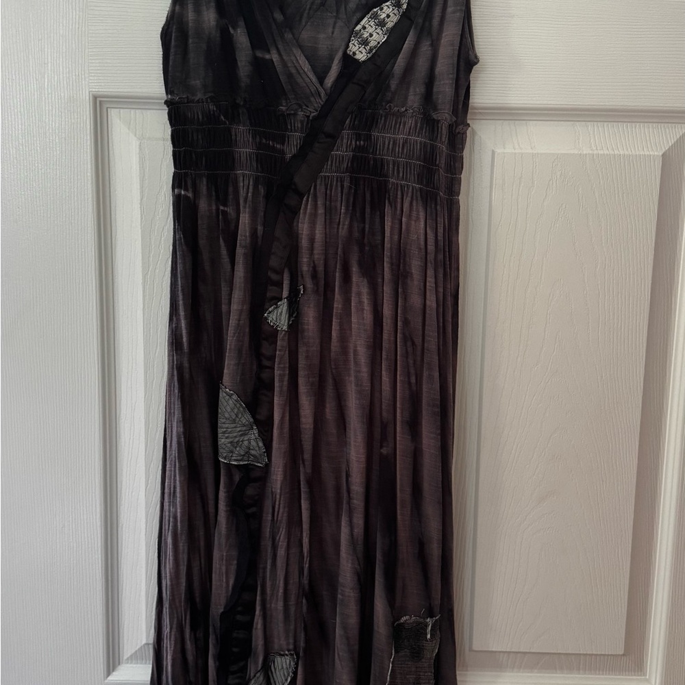 Free People Vintage Black/Gray/Blush Tie-Dye Dress